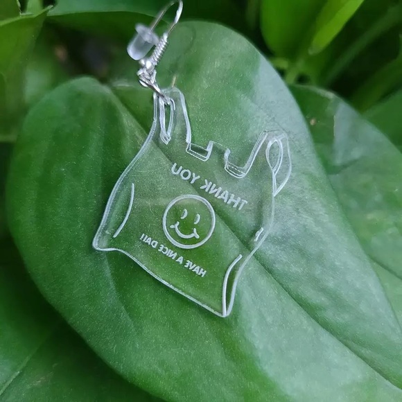 Plastic Bag Earrings - Picture 3 of 3